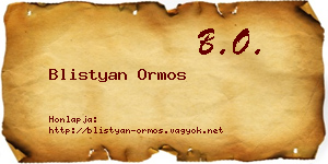 Blistyan Ormos névjegykártya